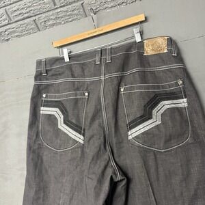 Vintage Russo Jeans 44x32 Black Wide Leg Y2K Hip Hop Streetwear Baggy